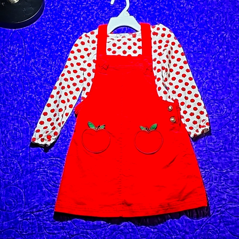 Corduroy Apple Romper and Shirt